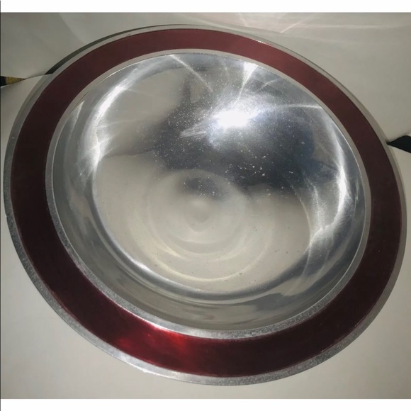New Silver Color with Red Enamel Bowl Holidays - Picture 2 of 12